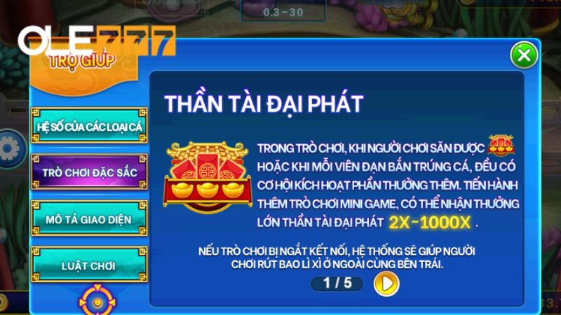 Người chơi khám phá tính năng đặc biệt trong game bắn cá thần Tài